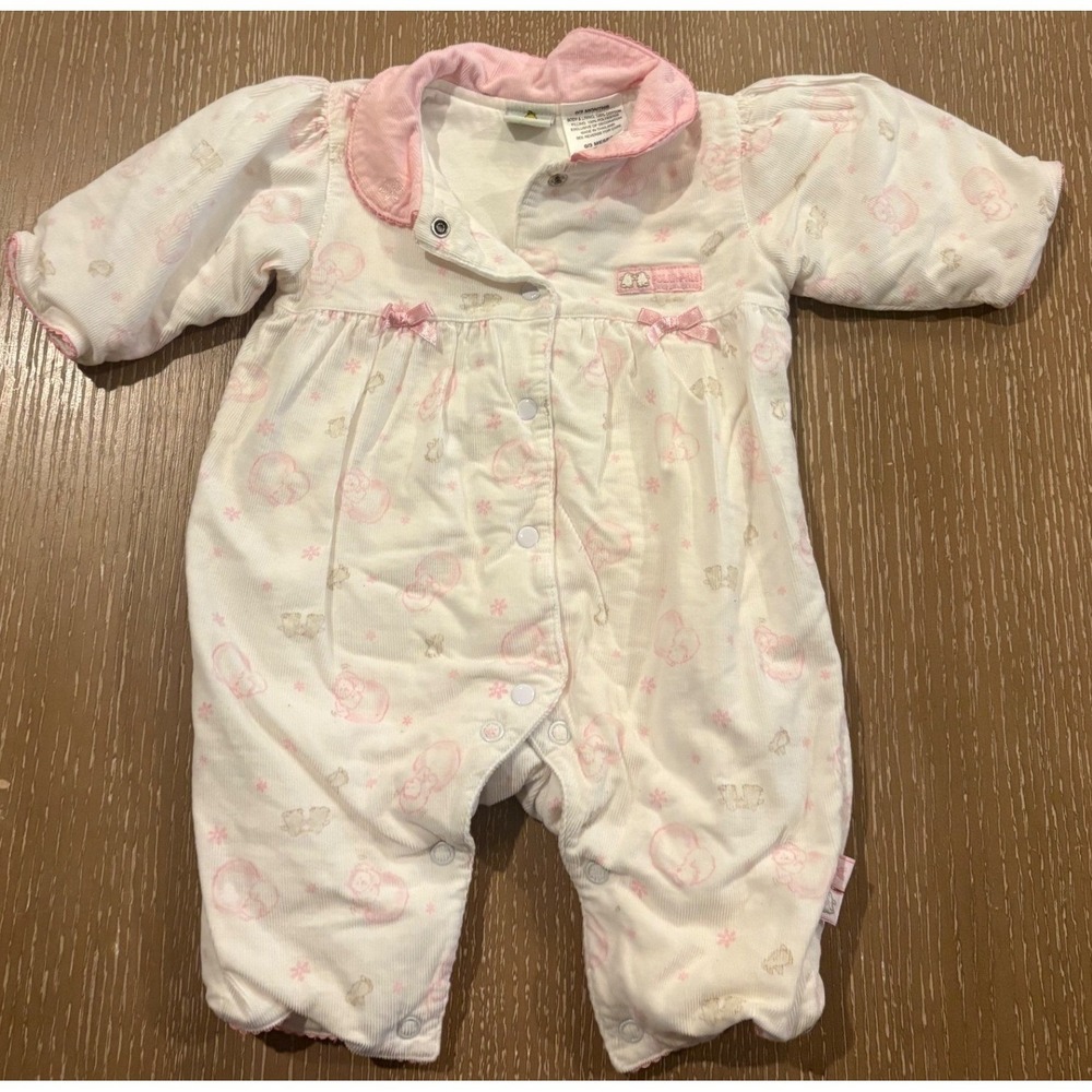 Sesame‎ Street Polar Pals Pink Baby Sleeper 0-3M Corduroy Thick VTG EUC